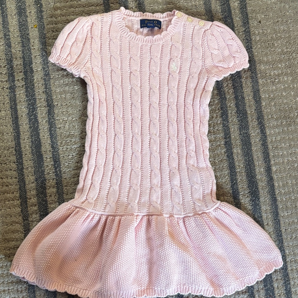 Polo by Ralph Lauren Pale Pink Cable-Knit Short Sleeve Dress